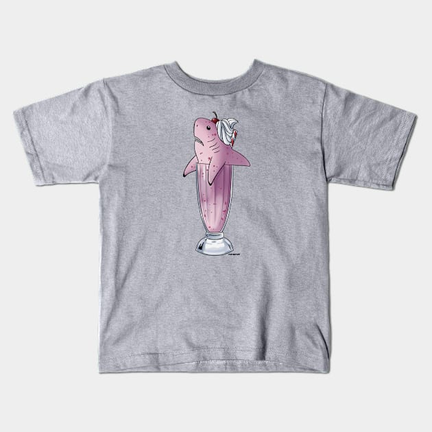 Strawberry Milkshark Kids T-Shirt by lizstaley